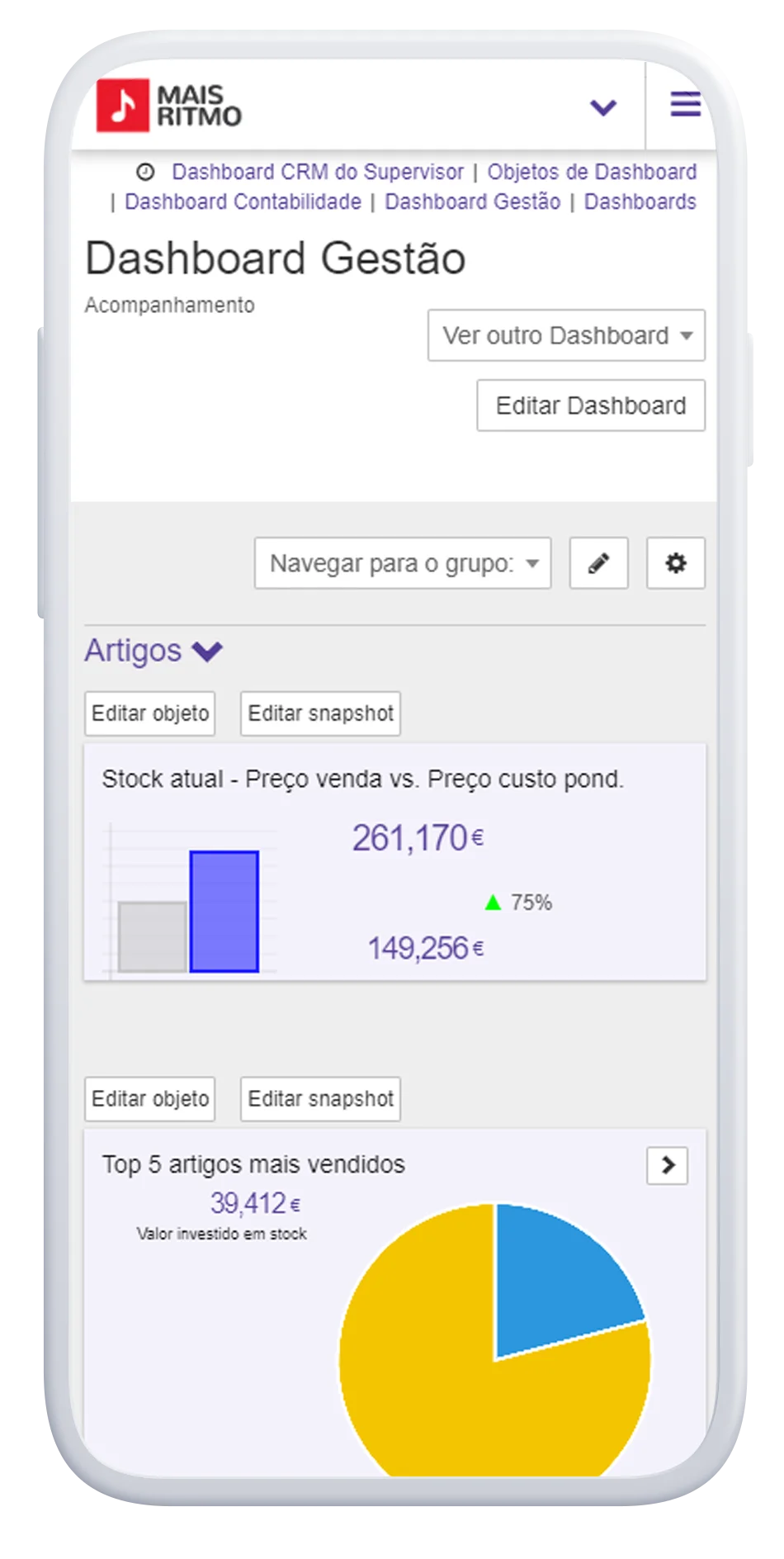 mockup mobile dashboard